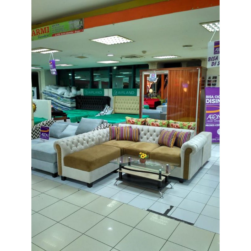 Sofa L Chesterfied + Meja / NERIMA TUKAR TAMBAH