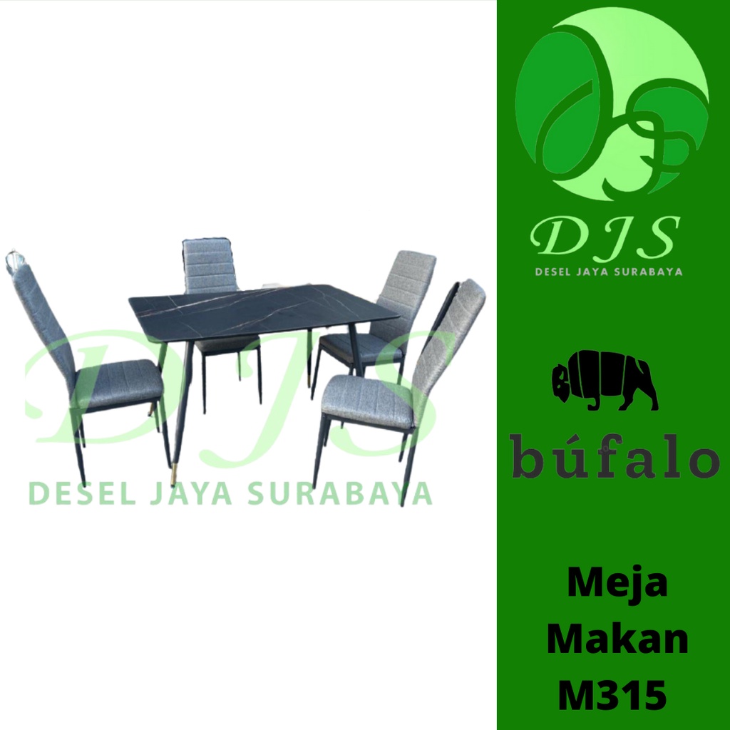 Meja Makan Besi Set Kaca 4 Kursi - 1 Set Meja Makan 4 Kursi - M315
