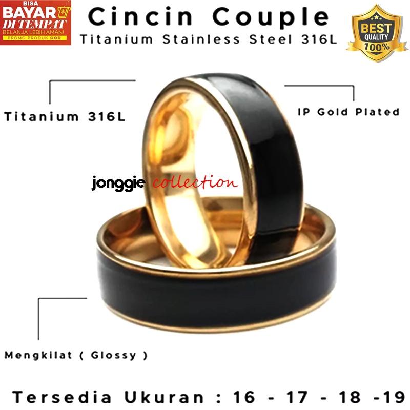 cincin anti karat gaul PROMO &amp; DISCOUNT CINCIN TITANIUM ELEGAN BAYAR DI TEMPAT Silver Hitam/Silver Gold - Perhiasan Titanium Stainless Steel CINCIN PRIA KOMBINASI