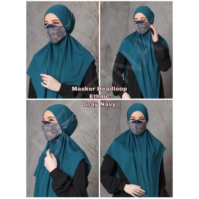 Masker Hijab Kain Katun Etnic 3 Ply Model Evo Mask