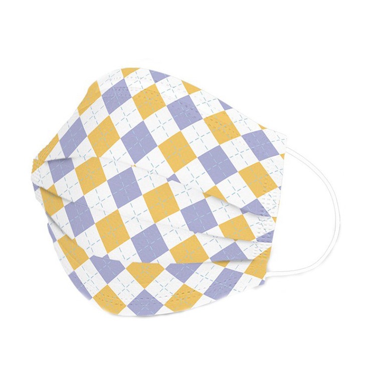 

La floret 1pack (10 pcs) masker medis printed motif plaid yellow disposable surgical mask earloop