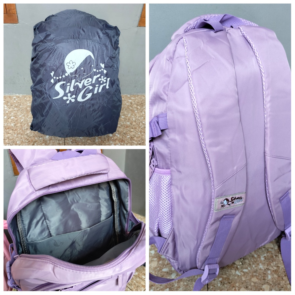 Tas Ransel Backpack Sekolah Silver Girl Original Pastel 70314