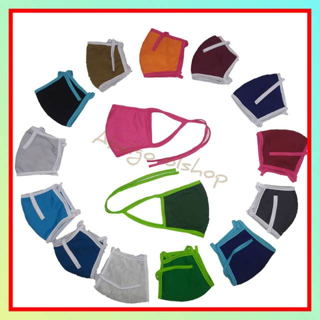 Masker kain 12pcs/cantolan kuping warna polos/3lapis