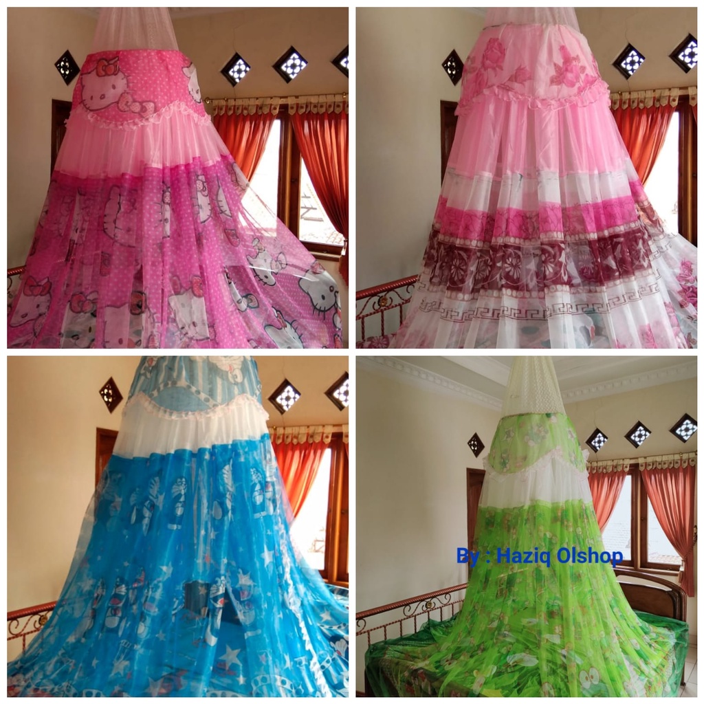 Kelambu Gantung Bulat Best Seller Motif Bunga & Karakter Terlaris