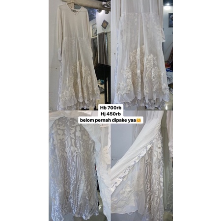 Gamis Syar’i Pesta Brokat Putih Tulang