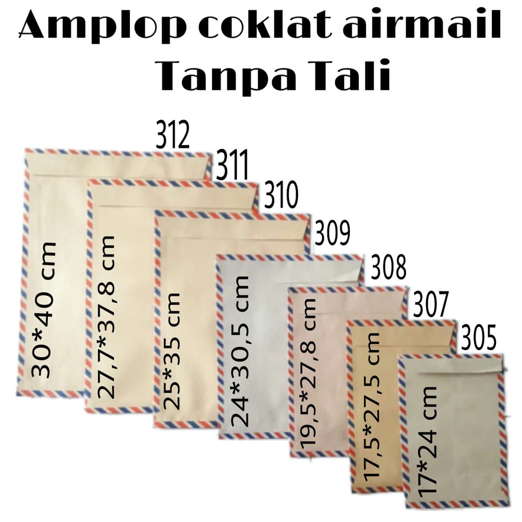 

Amplop Coklat Airmail Tanpa Tali 310