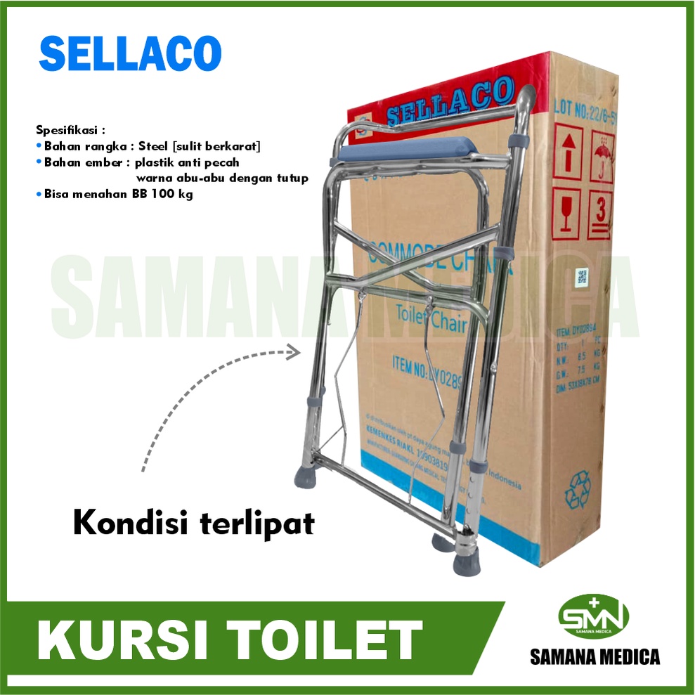 Kursi Toilet BAB Commode Chair Tanpa Roda Kloset SELLA DY02894