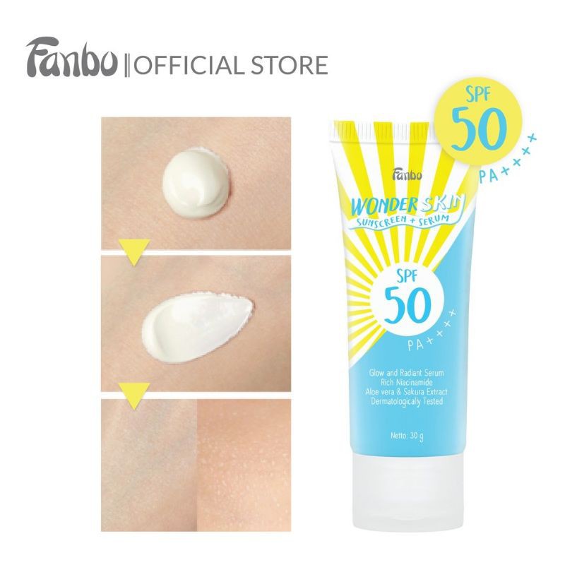 Fanbo Wonder Skin Sunscreen &amp; Serum - SPF 50 PA ++++ 30gr - Sunscreen Wajah no Paraben - Tekstur Ringan - Tidak Lengket -