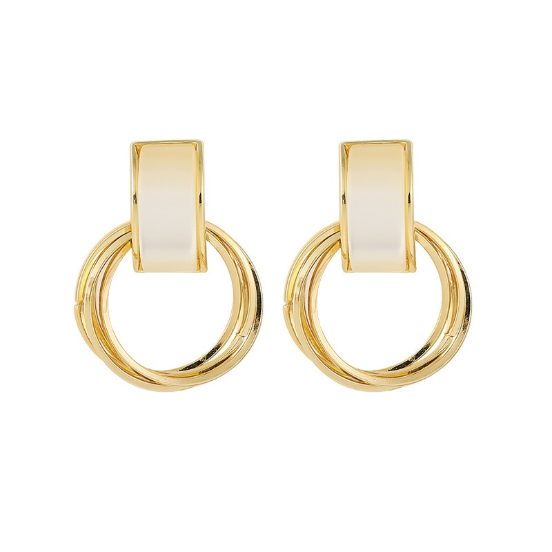 Sterling silver jarum Korea temperamen fashion Opal geometris square anting-anting tertanam Berlian