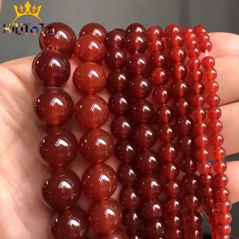 Manik manik Carnelian-Batu Agates Bulat-Bahan Craft Batu Agates