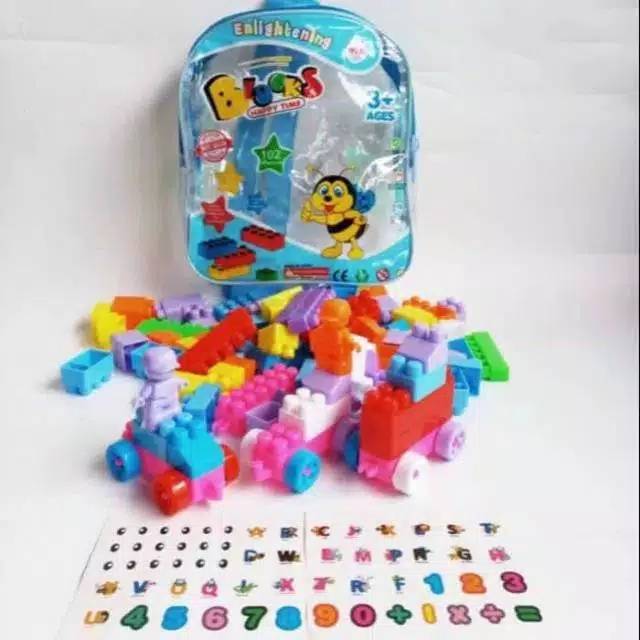 tas ransel blocks block happy time mainan anak cewek cowok balok lego puzzle toys hadiah kado ultah