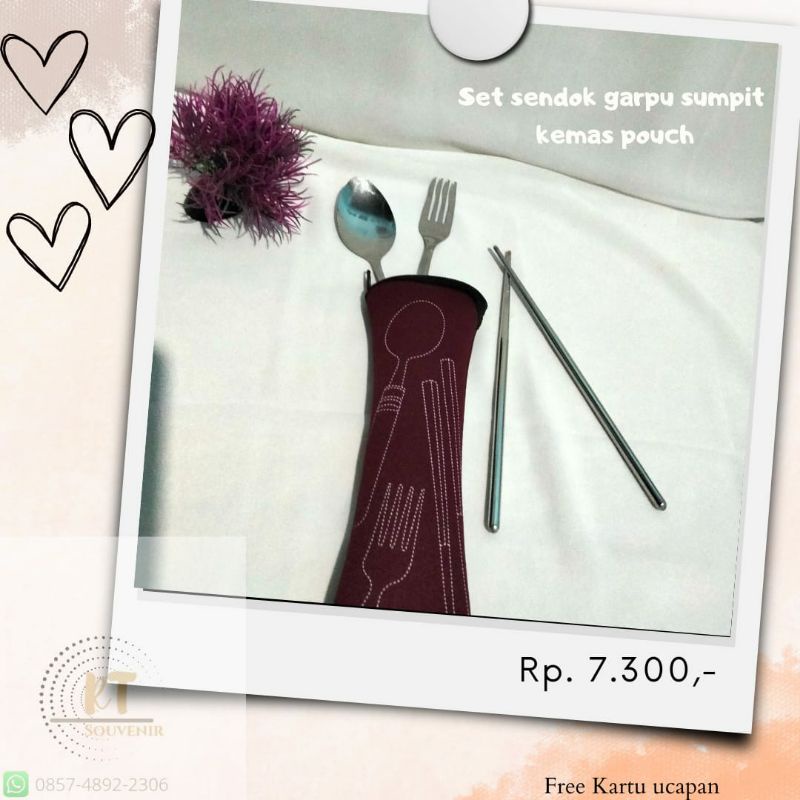 souvenir set sendok garpu sumpit kemas pouch