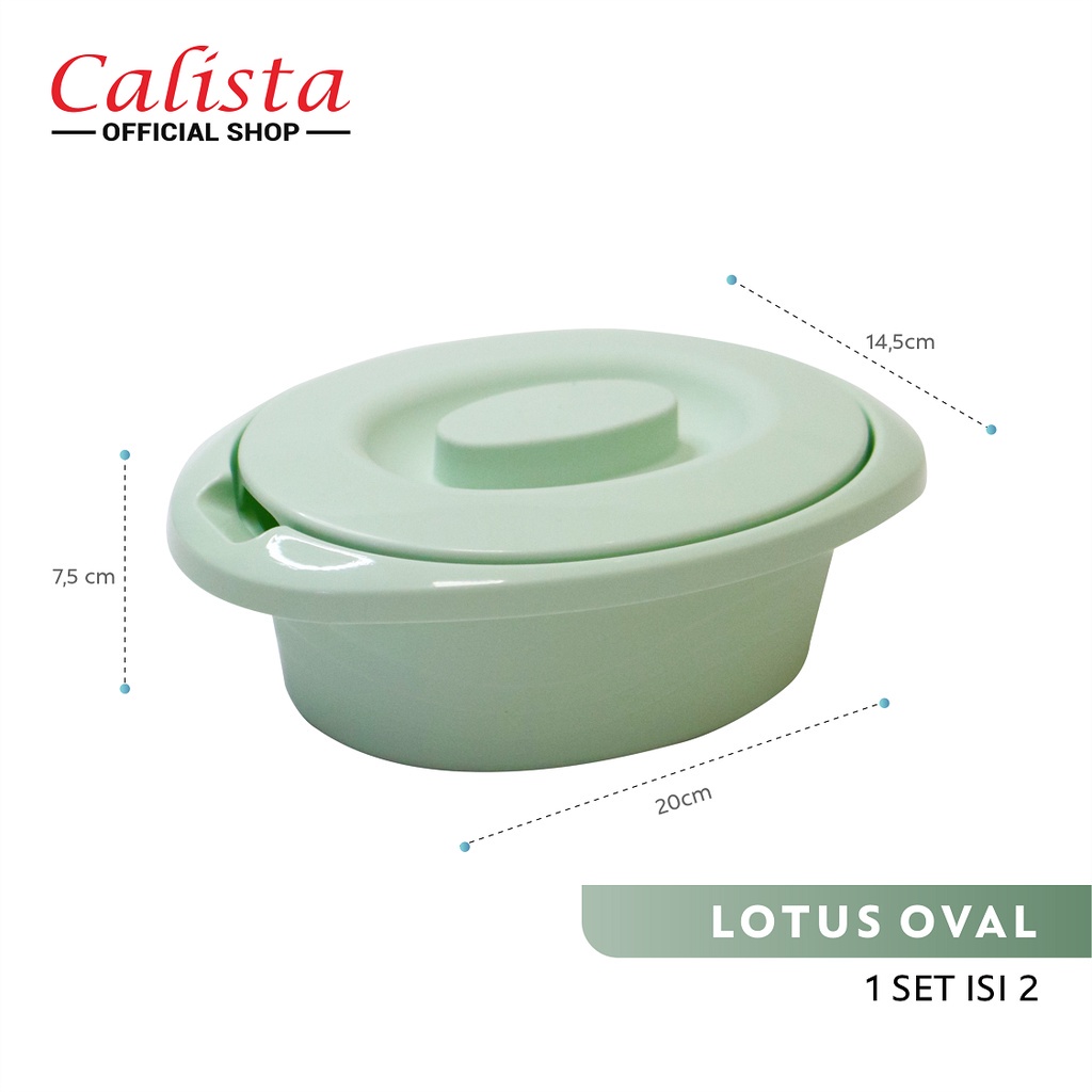 Calista Lotus Oval 700ml Set 2pcs Wadah Saji Makanan Tempat Penyajian Makanan Prasmanan/ Wadah Makanan