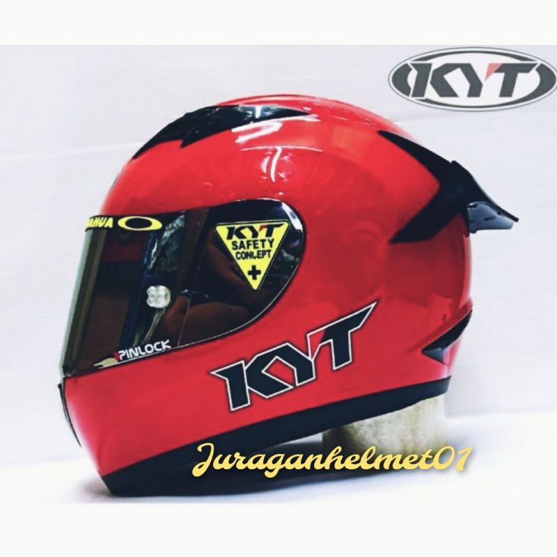 helm full face kyt r10 paket ganteng merah cabe