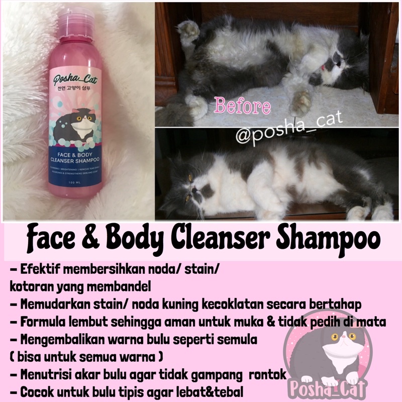 Posha_cat Face&amp;Body Cleanser Shampoo kucing 🇰🇷 | shampo kucing anti rontok dan bebas noda | repair bulu rusak