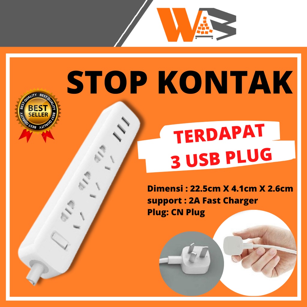 COD Stop Kontak Gepeng SNI / Smart Power Strip 3 Plug dengan 3 USB Port 2A