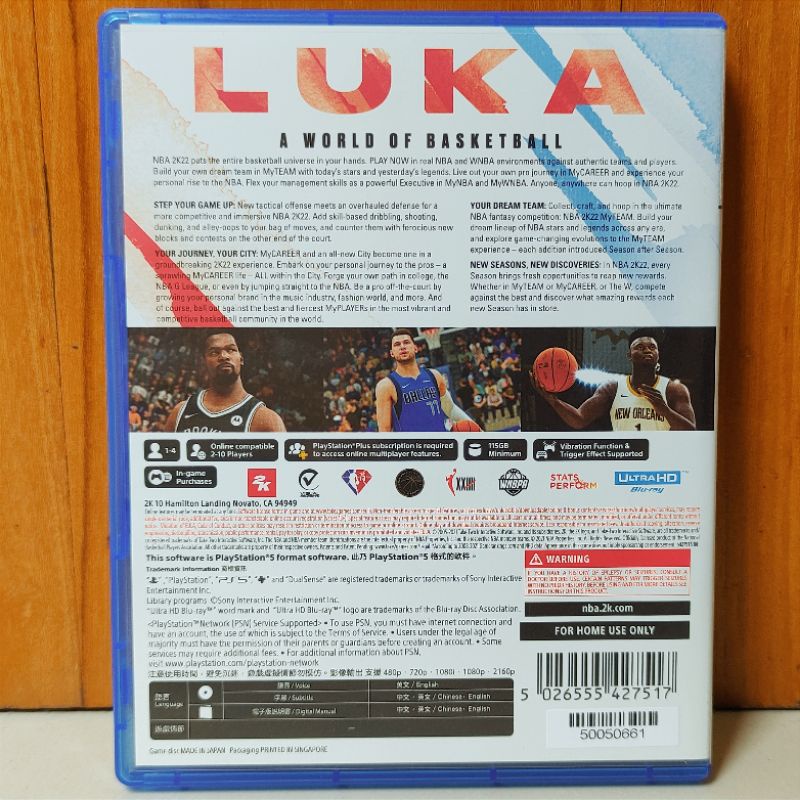 NBA 2K22 PS5 Region 3 Asia Kaset NBA2K22 2022 Playstation PS 5 2K 22 NBA2022 Basketball Bola Basket CD BD Game 2K22 2K21 2k19 ps 4 ps4 games