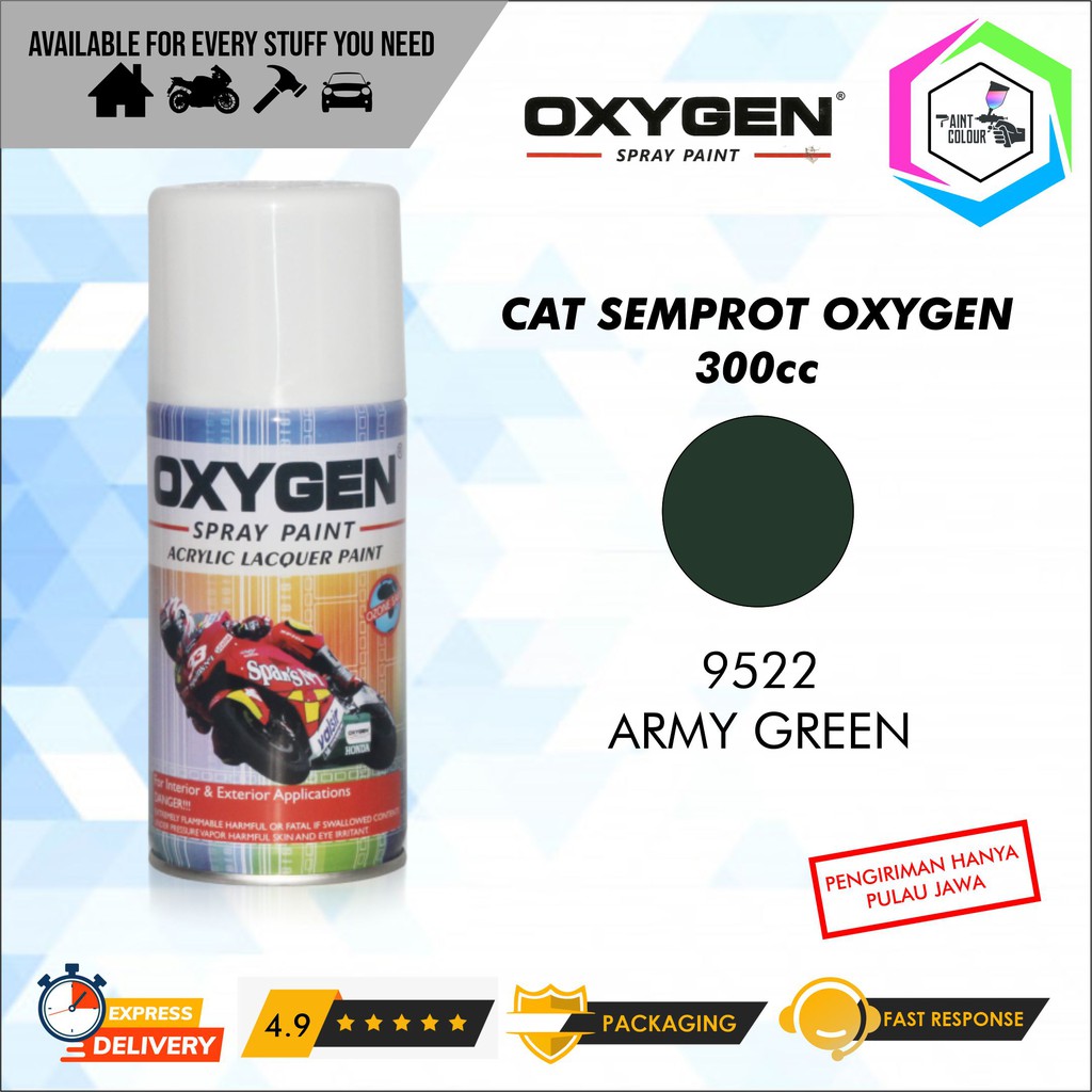 Cat Semprot / Pylox OXYGEN Acrylic Spray Paint - 9522 Army Green