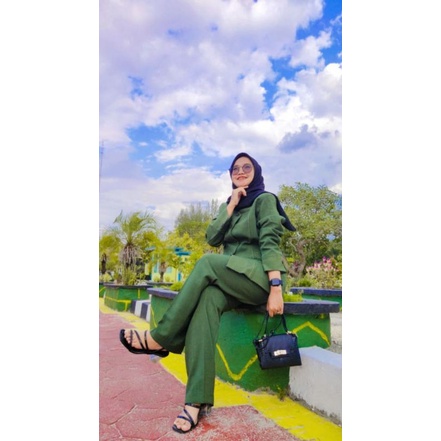 Set Blazer Kerja Kantor Guru Kekinian Korea Celana Kulot