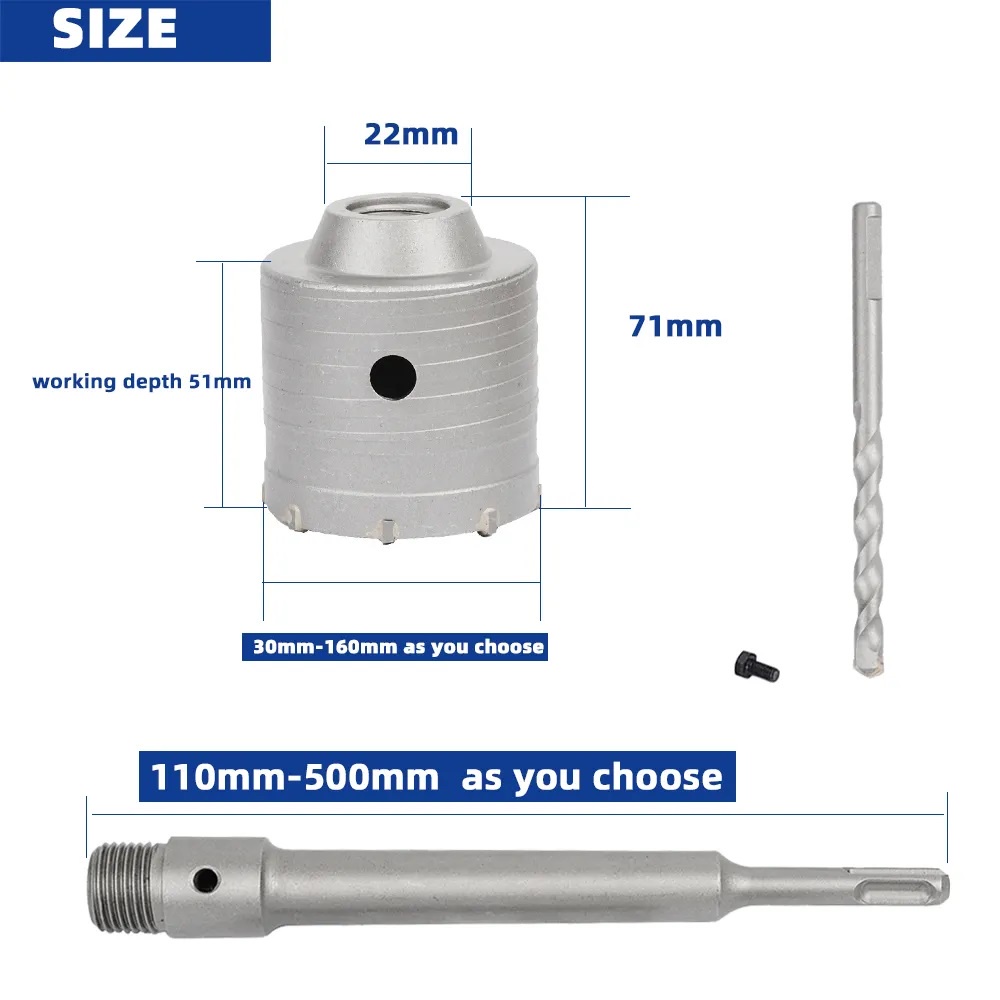 Mata Bor  Hole Saw  Lubang Tembok Beton Hole Saw Hollow Core  Hole Saw Pelubang Beton Tembok Pipa SDS plus