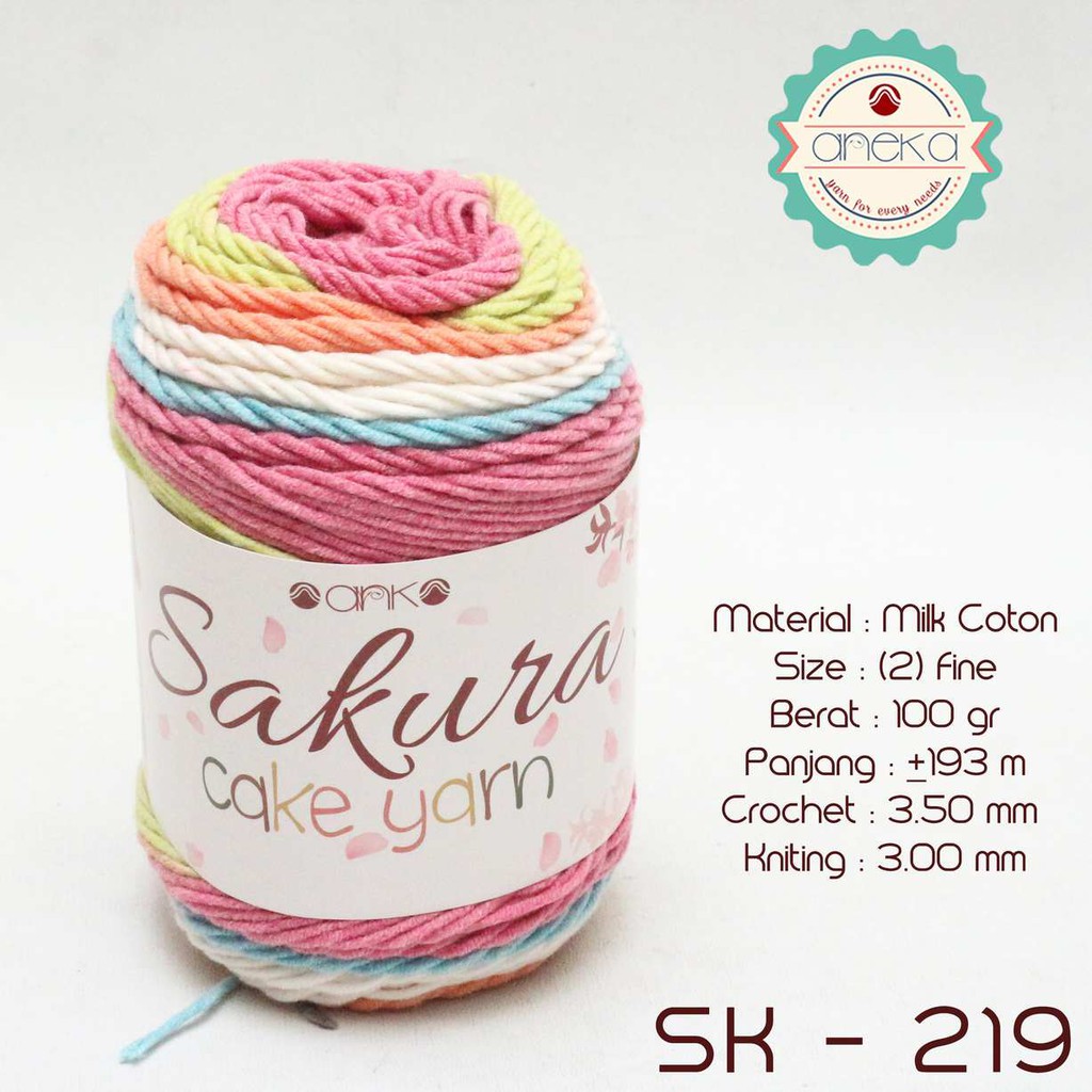 Benang Rajut Katun Susu Rainbow Sakura Cake Milk Cotton Yarn- 219