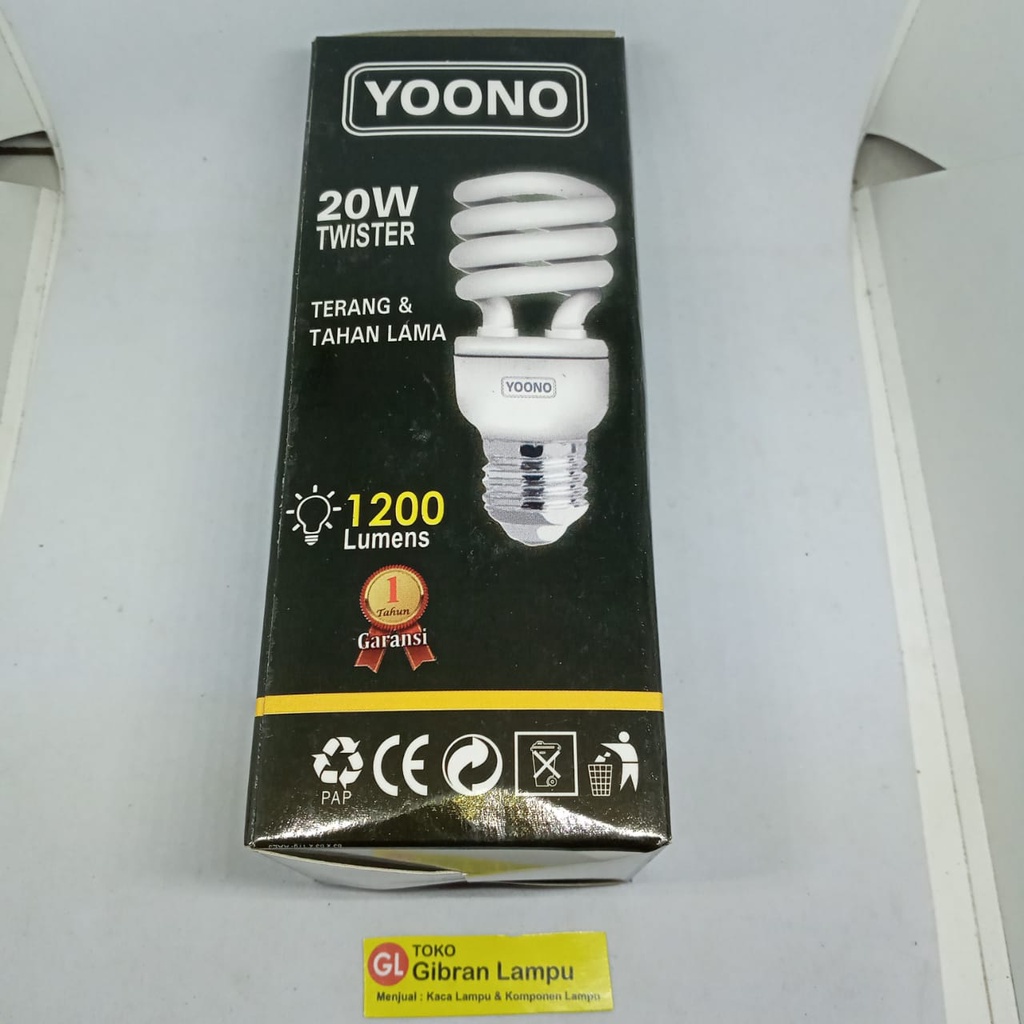 Lampu Hemat Energi (LHE) Yoono Twister - Bohlam Lampu Ulir Spiral Tornado CFL