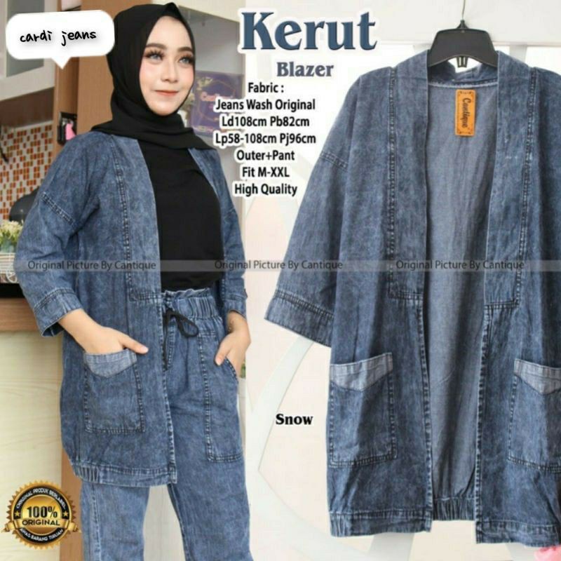 FREE ONGKIR CARDIGAN JEANS WANITA // OUTER JEANS WANITA // KARDIGAN OUTER JEANS JUMBO