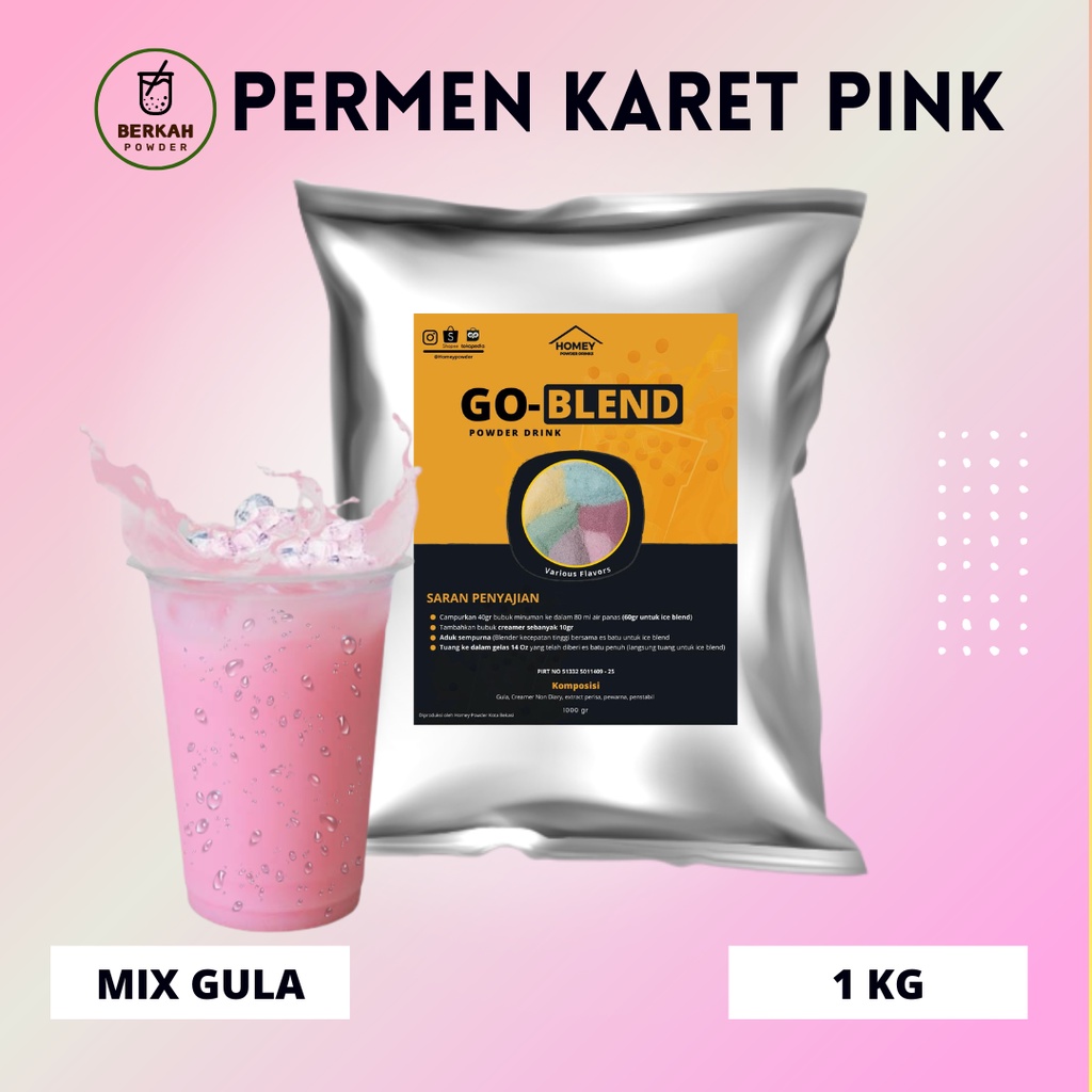 

Bubuk Minuman PERMEN KARET PINK 1Kg minuman viral kekinian Boba instan ES PERMEN KARET PINK
