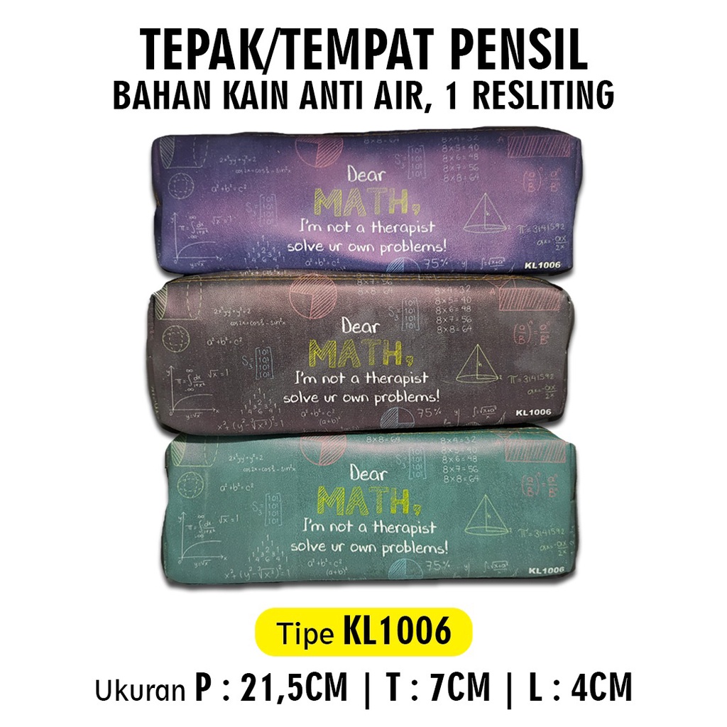 

KOTAK PENSIL RESLETING / KOTAK PENSIL POUCH / MOTIF MATEMATIKA KL1006