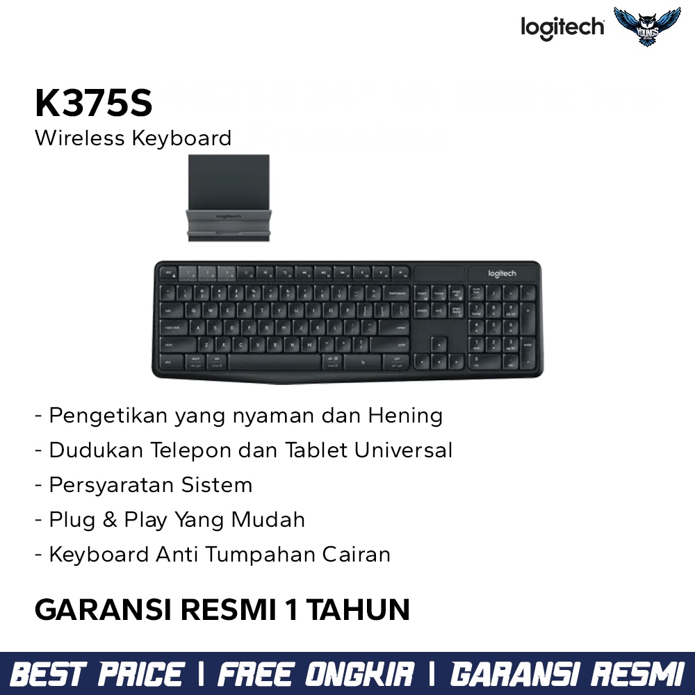 Logitech K375s Keyboard Wireless Bluetooth dan Tablet Stand