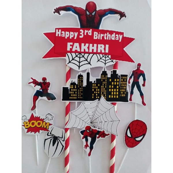 TOPPER CAKE GAMBAR SPIDERMAN CUSTOM NAMA
