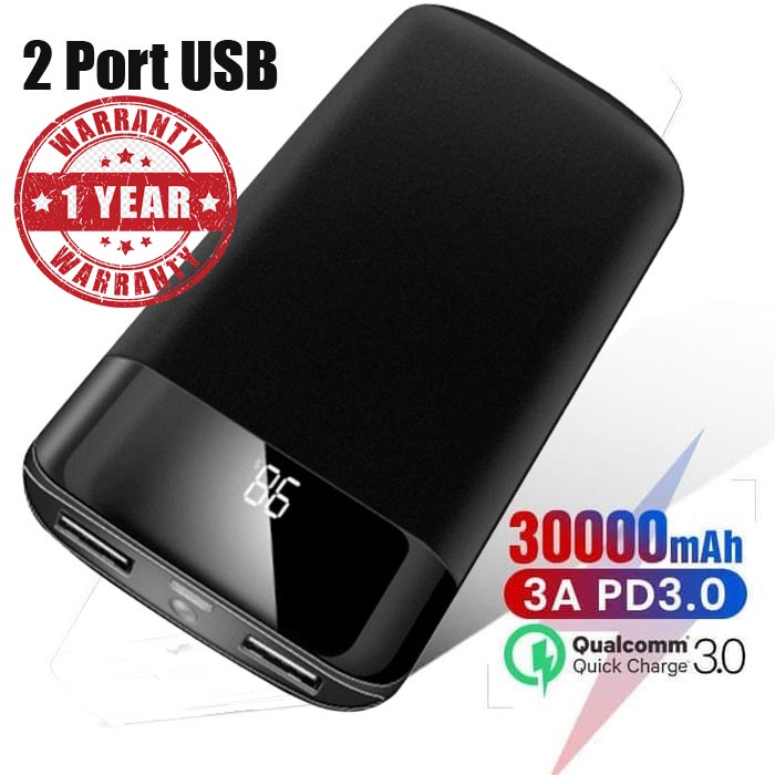 Power Bank 2 Port USB LED 30000mAh type C- Power bank murah bagus - Powerbank - Power bank Original - PB murah berkualitas - Casan Hp Cepat penuh - Charger fast charging - Aksesoris Handphone - Powerbank robot , Cas HP Cepat