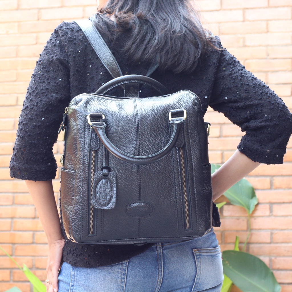 TAS WANITA KULIT SAPI ASLI BELINDA BACKPACK, SLEMPANG DAN JINJING / FREE GRAVIR NAMA