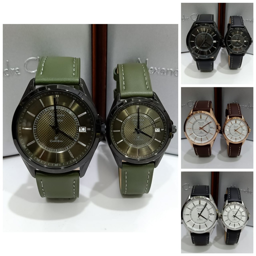Jam Couple Alexandre Christie AC8649 AC 8649 Leather Strap Original Garansi Resmi Alexander Christie