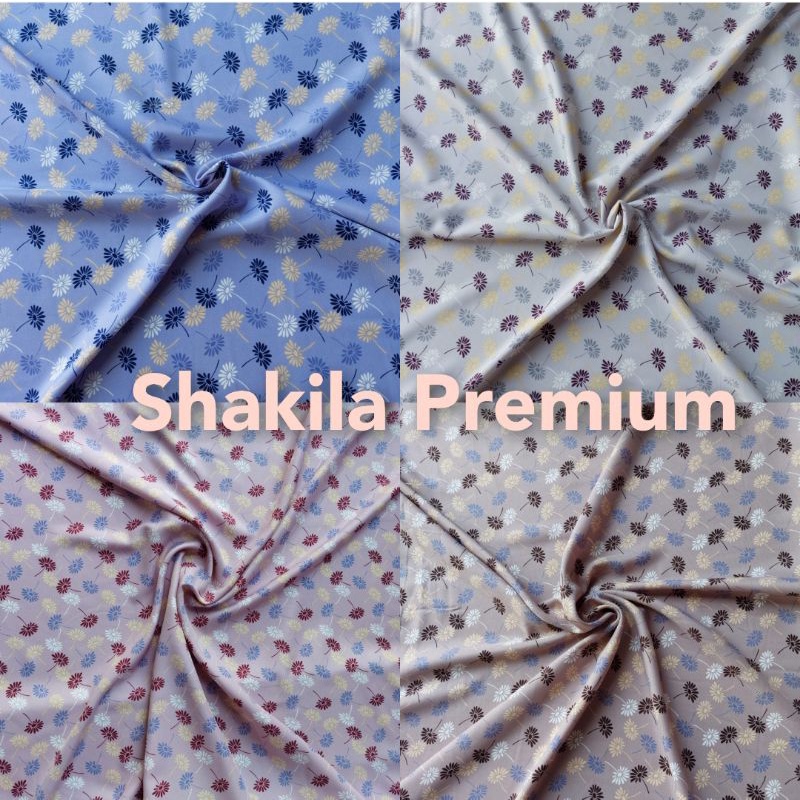 Kain Shakila Premium Motif Bunga Kipas harga setengah meter