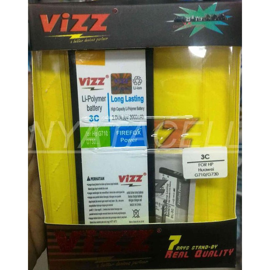 NEW BATERAI VIZZ HUAWEI 3C / G710 / G730 / BATRE DOUBLE POWER ORIGINAL MILENIA