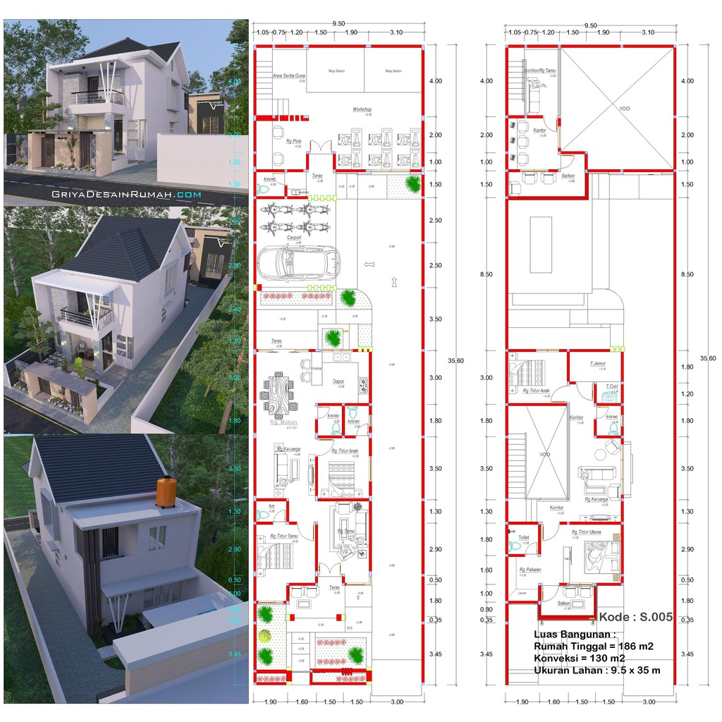 Desain Rumah Dan Konveksi Minimalis 2 Lantai Lebar 9 Meter Modern Shopee Indonesia