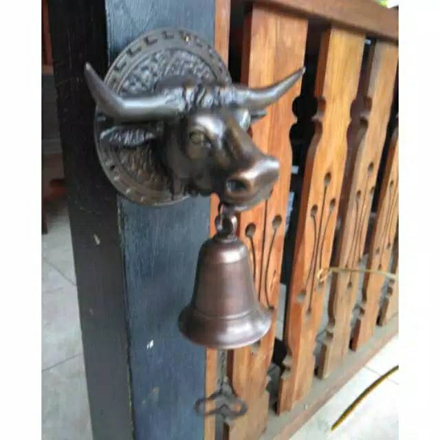 Bel Pintu Rumah Pagar Kuningan Antik Murah Motif Banteng