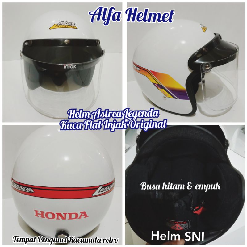 ❀ALFA HELMET❀ Helm Astrea Legenda Repro Hitam Putih SNI (bisa COD)