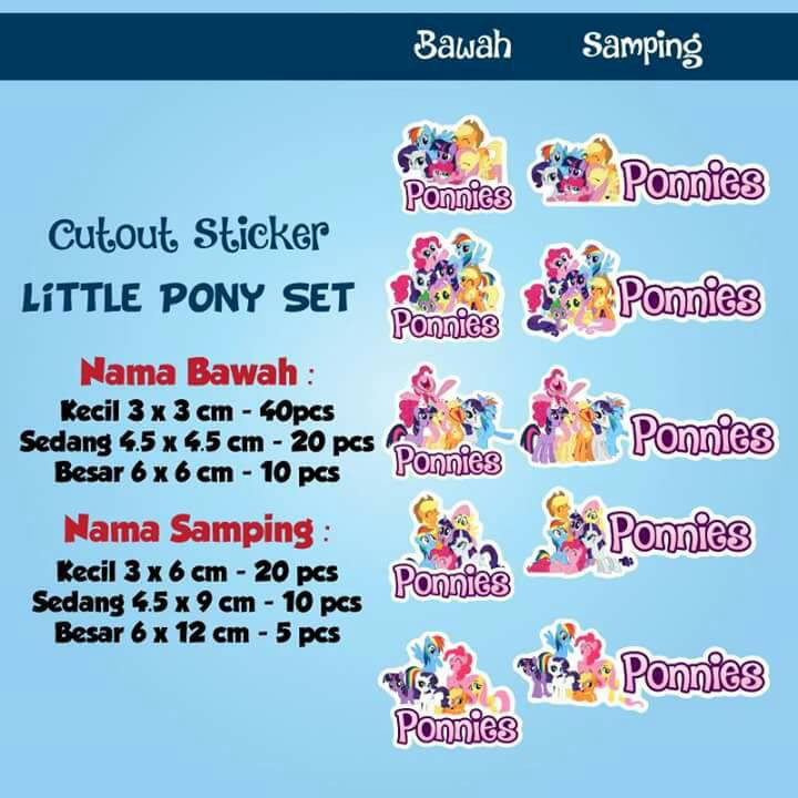 

Stiker Label Nama Waterproof Cutout My Little Pony (Set)