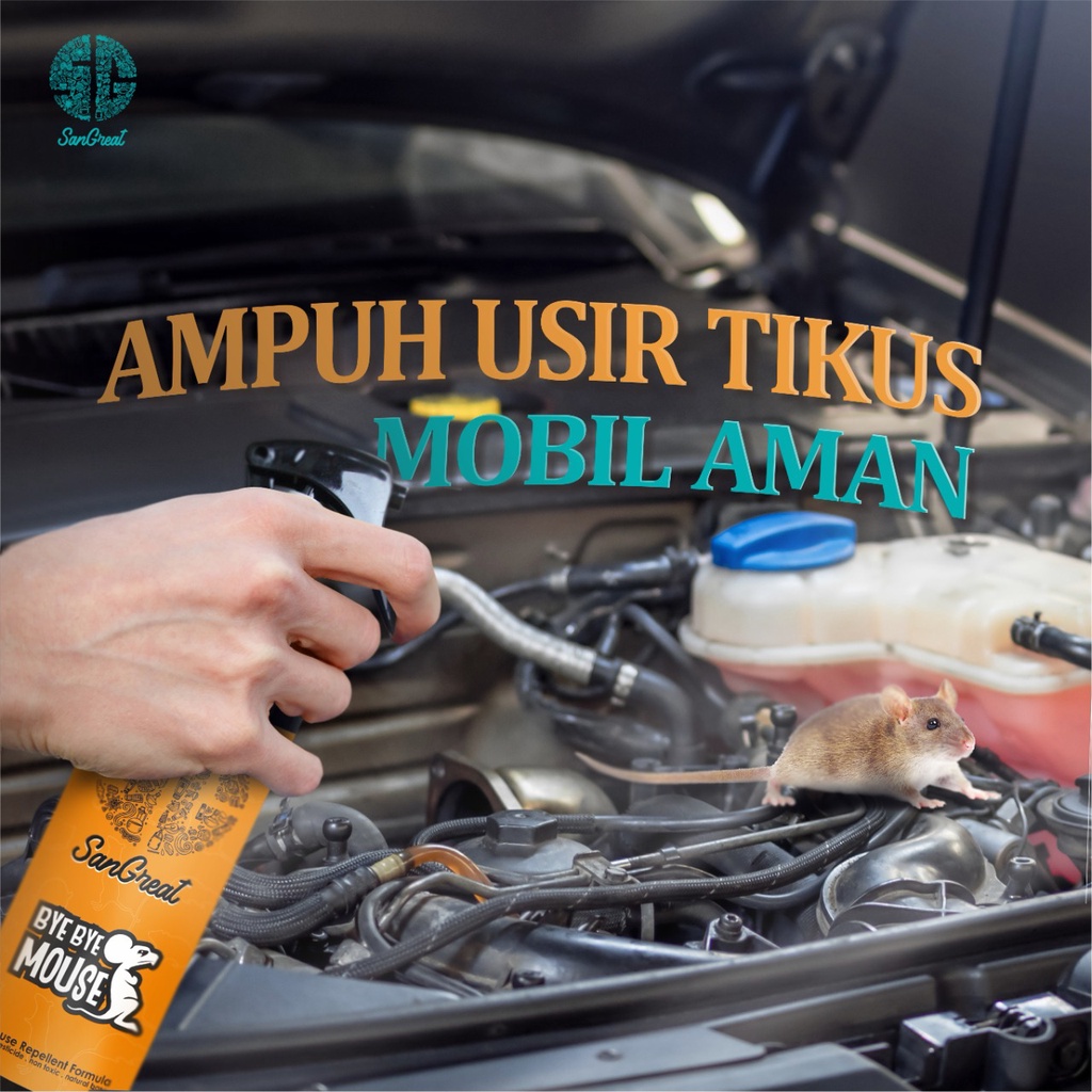 Semprotan tikus mobil semrptan anti curut mobil alat pengusir tikus rat repellent mesin kap mobil spray 250 ml Bye Bye Mouse non pestisida aman untuk rumah, motor, mesin mobil