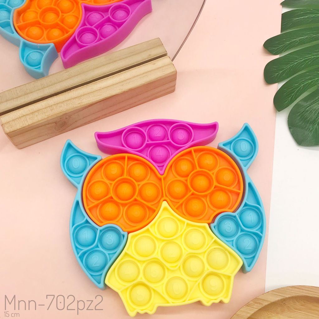 Fidget Push Pop It Mainan Pop It Bubble Bentuk Lucu Rainbow Dan Polos Import-1