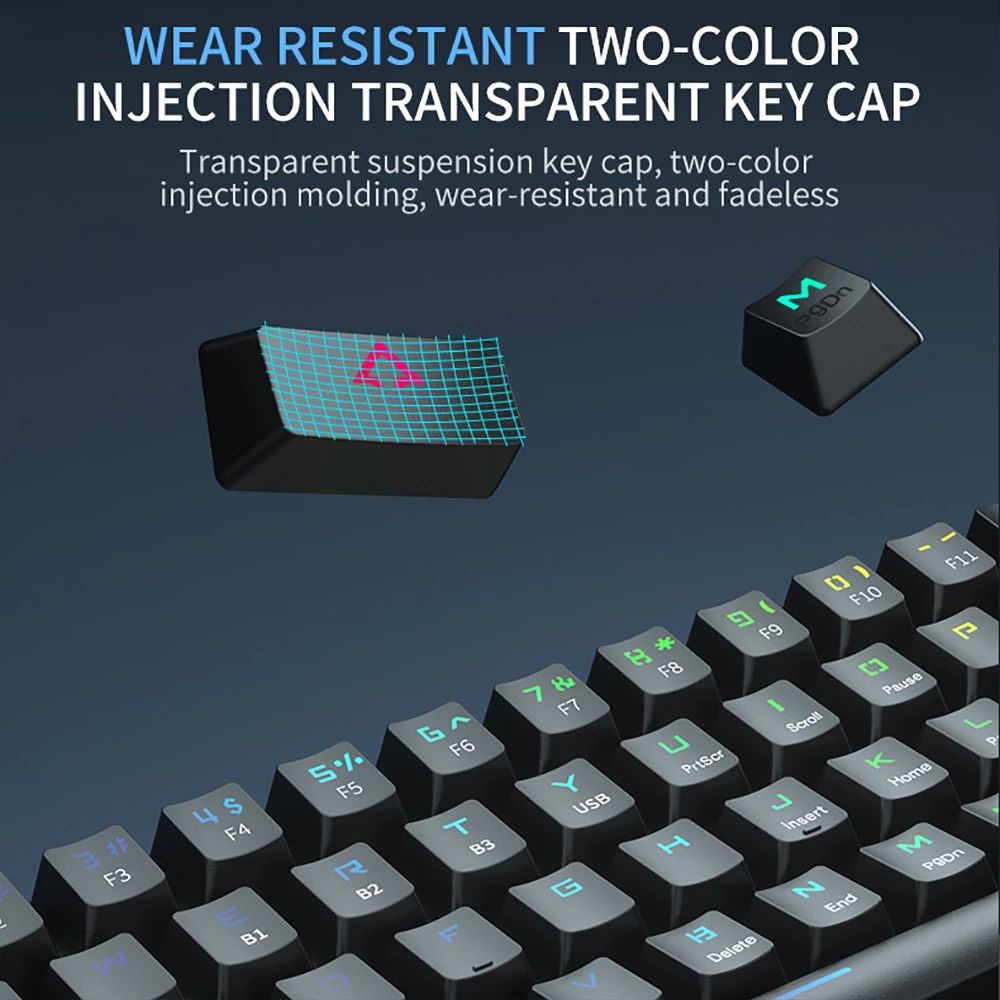 【Beli dua diskon 20%】 Goojodoq Mechanical Keyboard with RGB light 61 Key USB Bluetooth and Wired LED Backlit Axis PBT Mechanical Keyboard Optical Switches