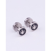 LRC Anting Tusuk Fashion Stainless Steel Pierced Dumbbell Earrings (1pcs) V49039