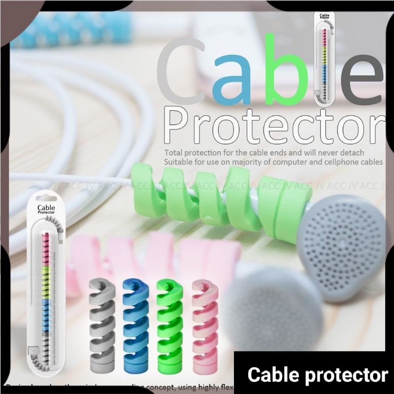 (1pack isi 4) PELINDUNG KABEL SPIRAL WARNA WARNI/ CABLE PROTECTOR 4 WARNA