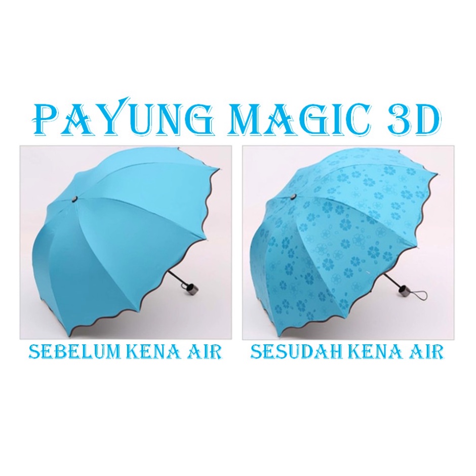 PAYUNG MAGIC UMBRELLA 3D Free Sarung Payung  / Payung Hujan dengan Motif yang Muncul ketika Basah