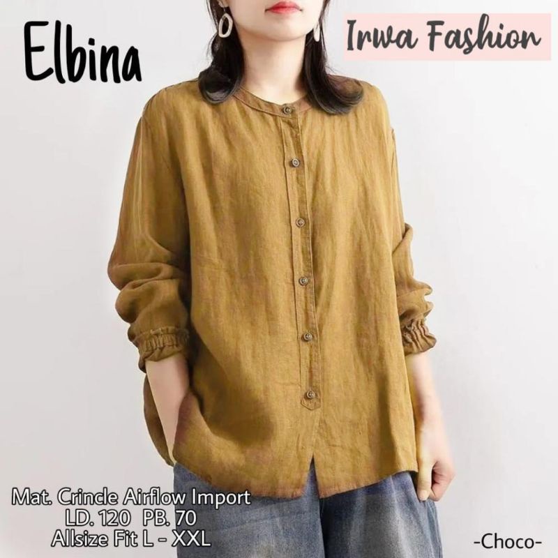 ELBINA BLOUSE BY IRWA | KEMEJA BLOUSE WANITA KOREA STYLE | KEMEJA WANITA CASUAL LINEN | FASHION ATAS