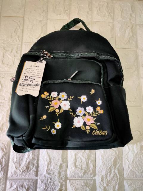 Tas ransel wanita bordir bunga CBAO 3078-11#