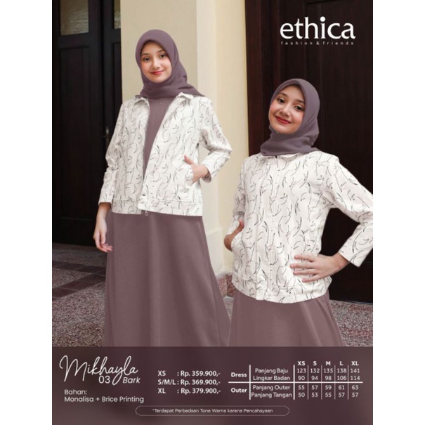 SETELAN ANAK MIKHAYLA 03 BLACK DAN BARK SET DRESS SERIES