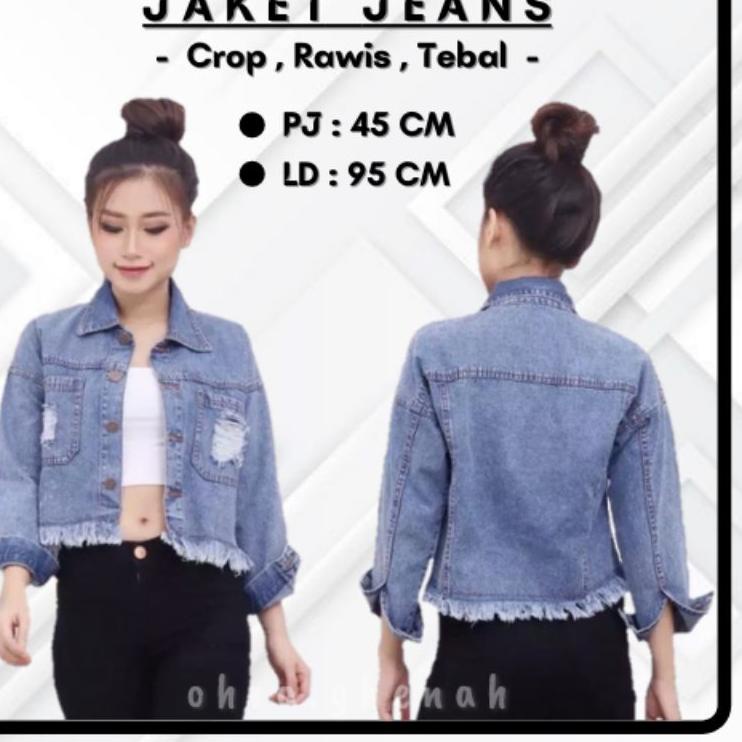 Sudah READY.. JAKET JEANS CROP WANITA BTKG SAKU SOBEK RAWIS PREMIUM MUSIM DINGIN LEVIS DENIM